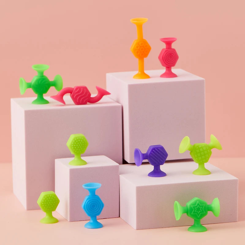 25-Piece Suction Cup Building Toys - Textured Stacking Construction Suckers for Kids, Bath & Travel