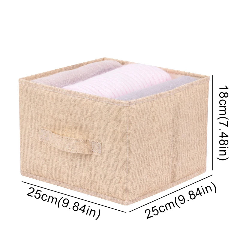 Cotton Linen Hanging Storage Bag with Drawers — Collapsible Wardrobe Organizer Box and Clothes Holder Shelves