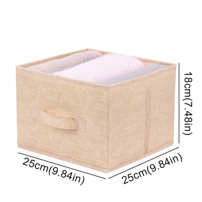 Cotton Linen Hanging Storage Bag with Drawers — Collapsible Wardrobe Organizer Box and Clothes Holder Shelves