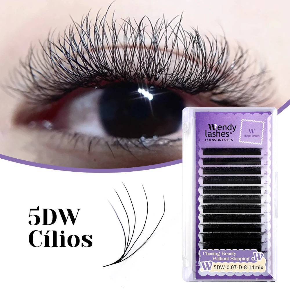 Wendy Lashes YY Shape Eyelash Extensions – Automatic Flowering W-Shape 3D-8D Premade Black Lashes