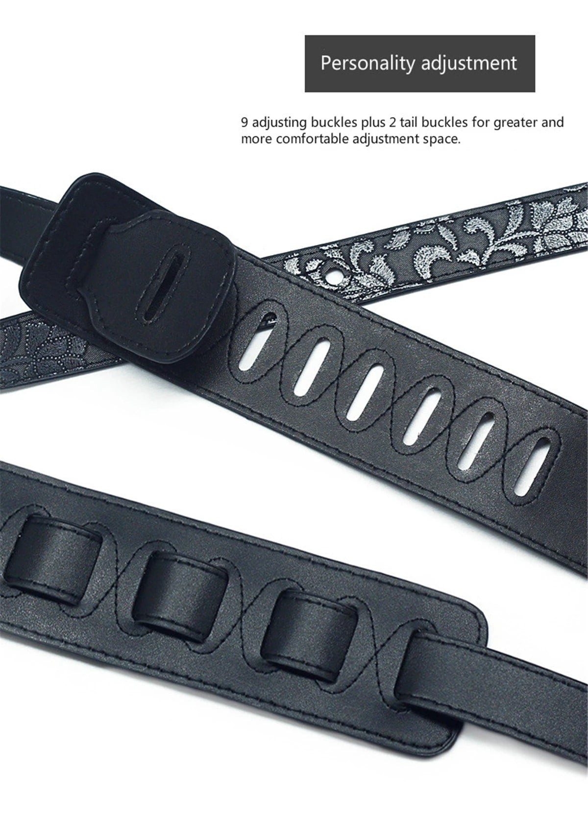 Vintage 2.5 Inch Guitar Strap - Adjustable Soft Embroidered Belt for Classical & Bass Guitars, Music Accessories