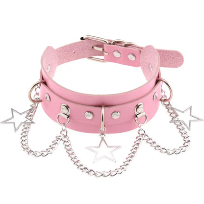 Harajuku Cosplay Rivet Star Punk Rock Gothic Collar — Sexy PU Leather Heart Cross Spike Choker Jewelry for Women