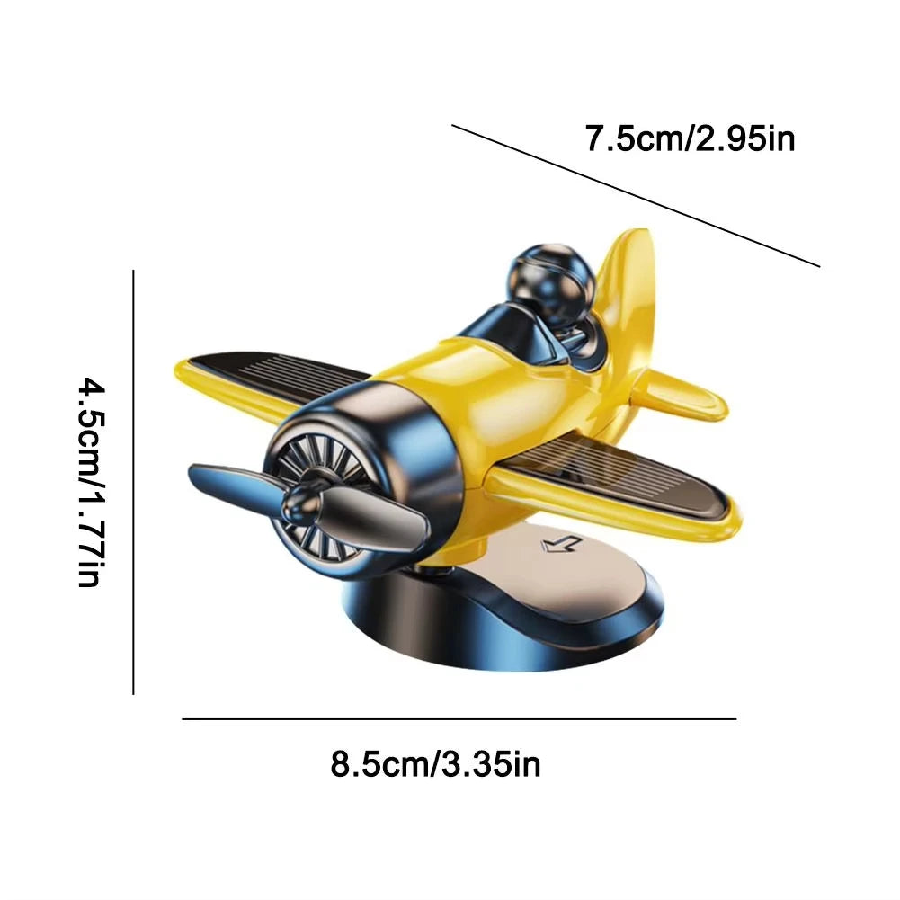 Solar-Powered Rotating Airplane Dashboard Ornament - 360° Spinning Car Interior Decoration