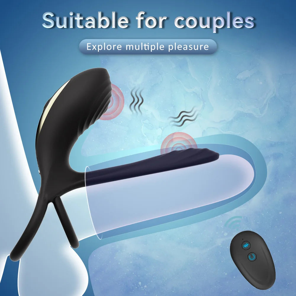Double-Ring Vibrating Penis Ring – Dual Motor Delay Ejaculation & Erection Enlargement Adult Sex Toy