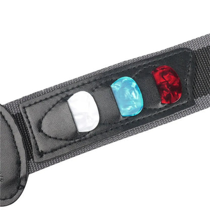 Adjustable Electric Guitar Strap – PU Leather Ends with 3 Guitar Pick Holders, for Acoustic Guitar & Bass Accessories