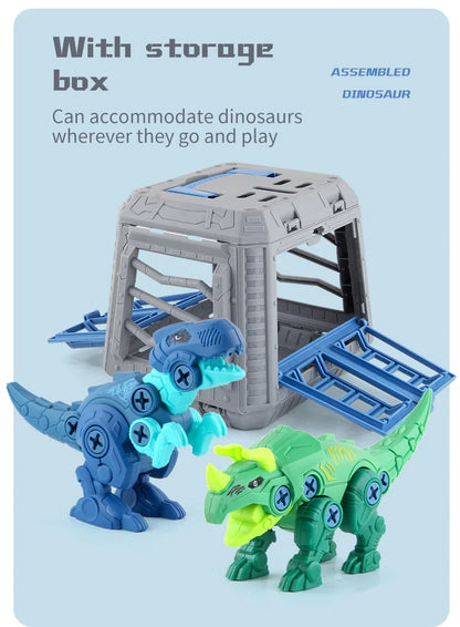 DIY T-Rex Dinosaur Building Blocks Toy – Assembled Model with Mini Electric Drill for Kids