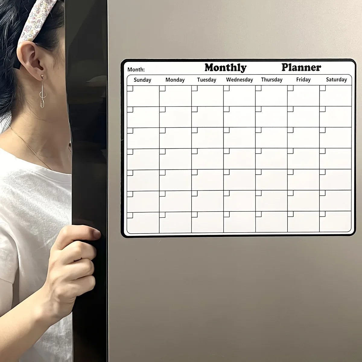 Magnetic Refrigerator Dry Erase Calendar - Monthly Planner Whiteboard & Kitchen Memo Board