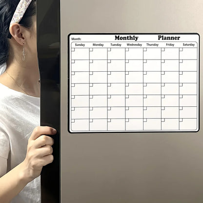 Magnetic Refrigerator Dry Erase Calendar - Monthly Planner Whiteboard & Kitchen Memo Board