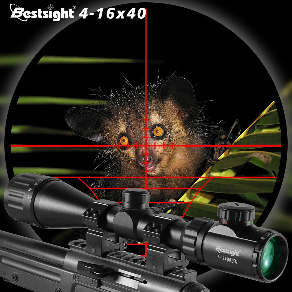 4-16x40 AOE Hunting Riflescope — Red & Green Illuminated Dot Scope for Airsoft & Sniper Rifles