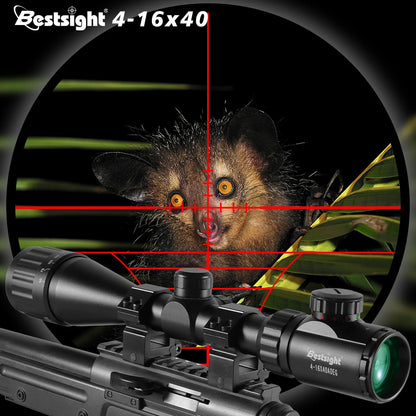 4-16x40 AOE Hunting Riflescope — Red & Green Illuminated Dot Scope for Airsoft & Sniper Rifles
