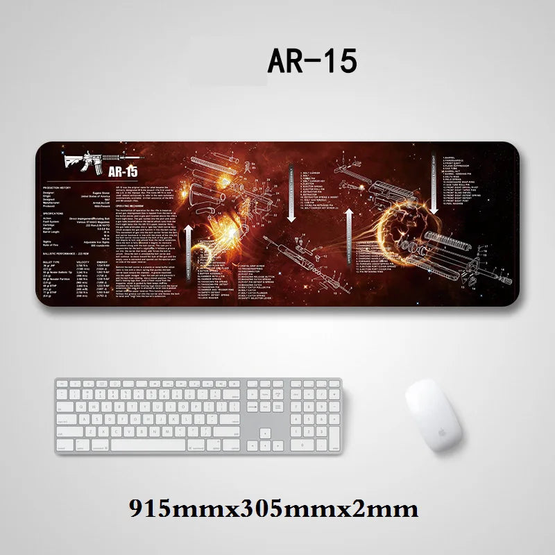 Gun Cleaning Mat Mouse Pad — Armorers Bench Mat with Parts Diagram & Instructions for AR15, AK47, GL, 1911