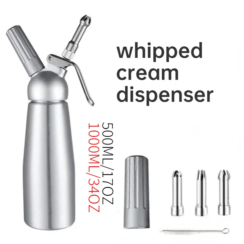 Whipped Cream Dispenser 17oz/34oz - 500/1000ml Cake Piping Siphon Bottle for Desserts & Cream