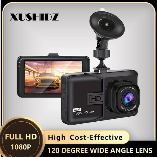 XUSHIDZ 1080P HD Dash Camera – Loop Recording, Night Vision, 24h Parking Monitor, G-Sensor Vehicle DVR Dashcam