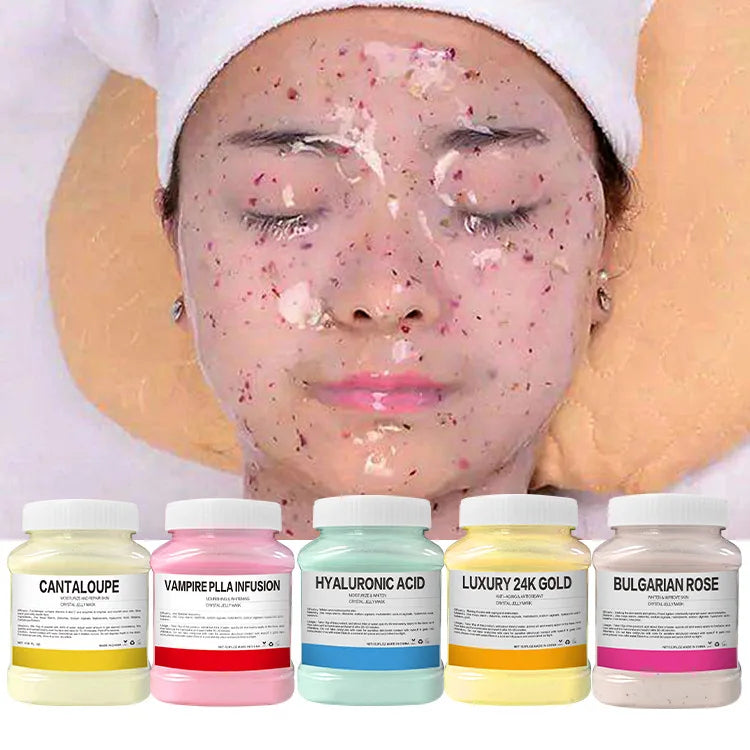 350g Hydrating 24K Gold Soft Mask Powder – Rose Petal Crystal Jelly Skin Care Mask for Moisturizing & Revitalizing Skin