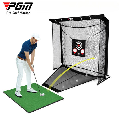 PGM Golf Practice Net with Automatic Ball Return – Swing Training Cage with Cutting Rod & Ball Machine for Golf Practice Equipment LXW031