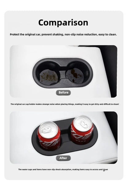 Tesla Model Y Juniper 2025 Silicone Cup Holder – Center Console Drink Bottle Rack for Front & Rear Seats Interior Accessory