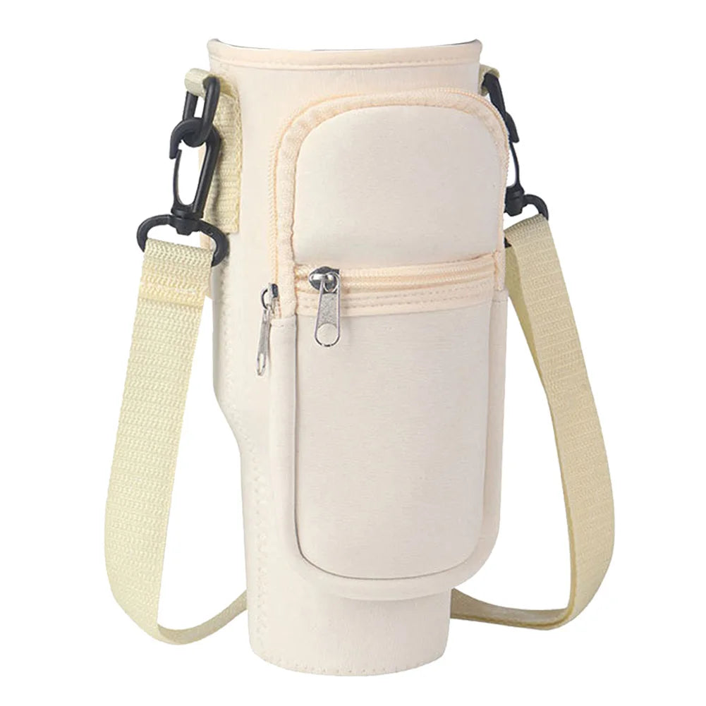Portable Water Bottle Carrier Bag – Neoprene Holder with Phone Pocket for Stanley 40oz Tumbler with Handle