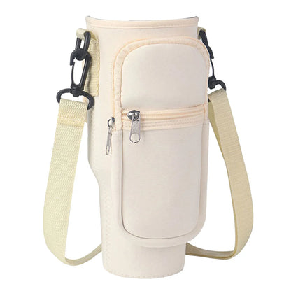 Portable Water Bottle Carrier Bag – Neoprene Holder with Phone Pocket for Stanley 40oz Tumbler with Handle
