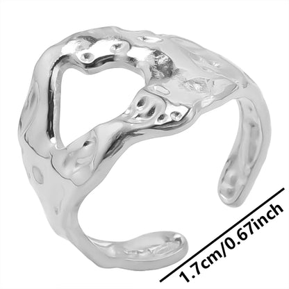 Stainless Steel Chunky Open Ring — Textured Vintage Lava Design for Men & Women