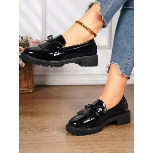 Women’s Platform Loafers 2026 – PU Leather Tassel Slip-On Casual Flats, Comfortable Spring Shoes, Plus Size Available