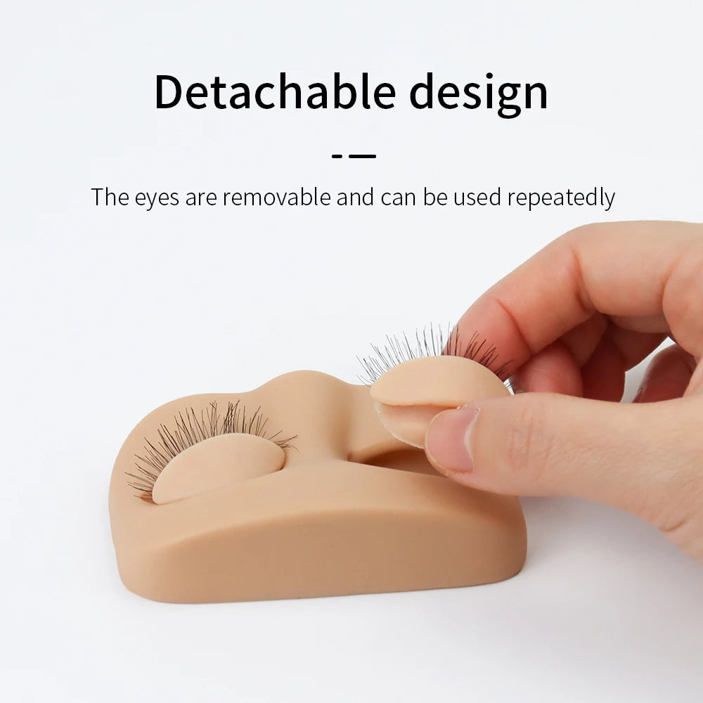GLAMLASH Mini Lash Practice Head – Flat Model for Eyelash Extension Training with Removable Replacement Eyelids