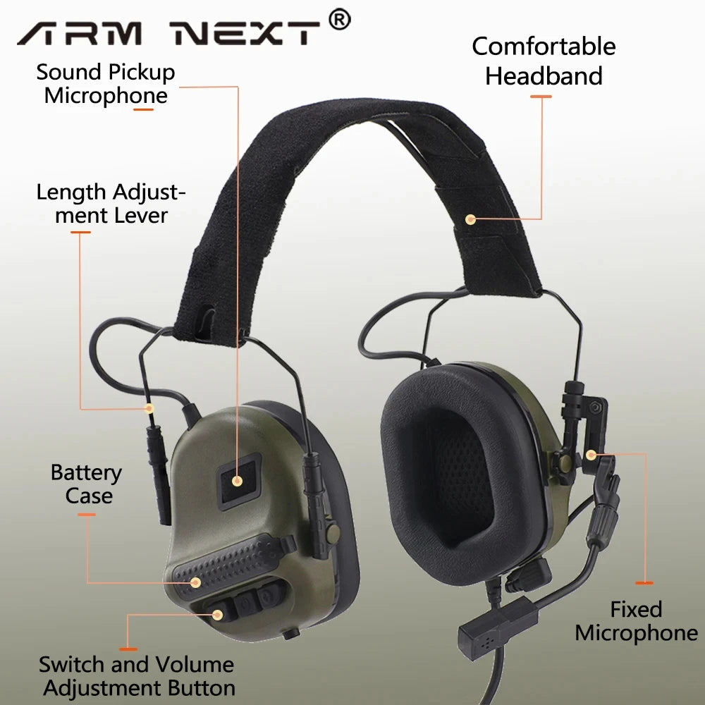 ARM NEXT F10 Tactical Headset — Noise-Canceling Hunting & Shooting Headphones with Brackets, Compatible with Wendy M-LOK ARC Helmet