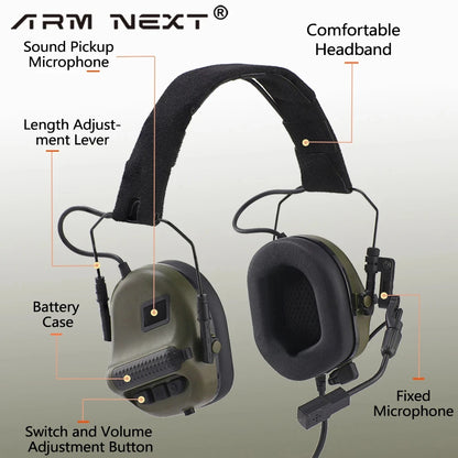 ARM NEXT F10 Tactical Headset — Noise-Canceling Hunting & Shooting Headphones with Brackets, Compatible with Wendy M-LOK ARC Helmet