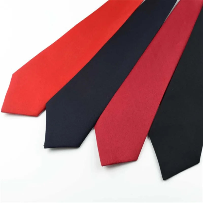 Pre-Tied Men’s Skinny Zipper Tie – 5cm Slim Necktie in Red, Black & Blue for Parties & Events
