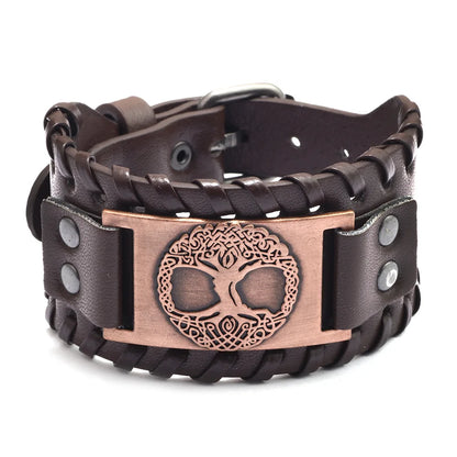 Trendy Viking Bracelet – Nordic Rune Compass & God Bird Charm Leather Woven Jewelry for Men, Fashion Accessory & Party Gift