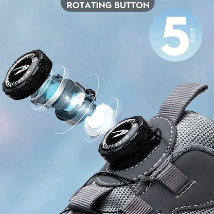 Rotating Button Men’s Safety Shoes – Anti-Smash & Anti-Puncture Work Boots, Fashion Sport Protective Footwear