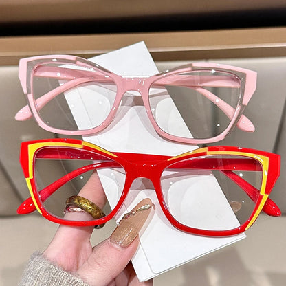 Women's Blue Light Blocking Cat Eye Reading Glasses – Fashion Color Block Readers 1.0–4.0 Strength