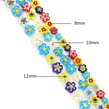 Colorful Lampwork Flower Beads - Thousand Flower Flat Plum Blossom Loose Beads for DIY Bracelet & Jewelry Crafts