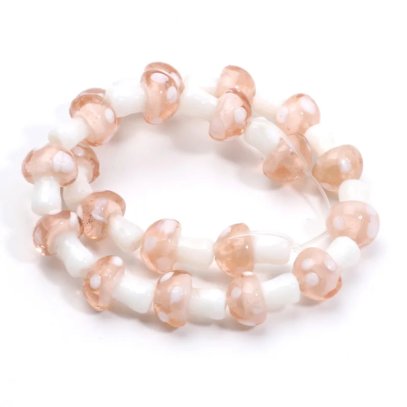 20pcs Lampwork Glass Mushroom Beads - Colorful Loose Beads for DIY Jewelry Making, Handmade Crafts & Accessories