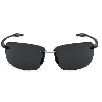 JULI Polarized Classic Sports Rimless Sunglasses – Ultralight Rectangle Frame for Men, Ideal for Fishing, Driving, UV400 Protection, Model MJ8009