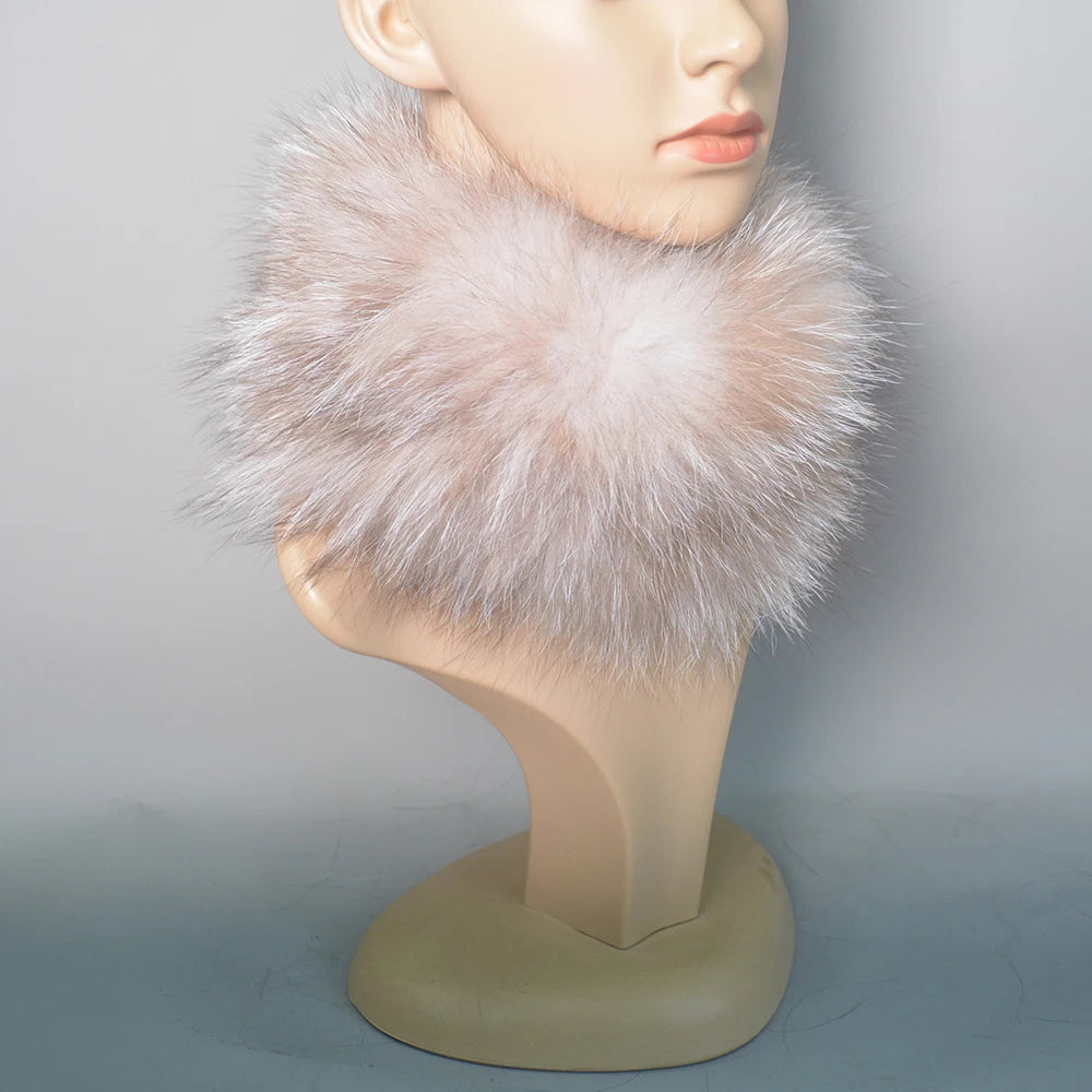 2025 Real Fox Fur Scarf and Headband – Luxury Winter Neck Warmer for Women, 100% Natural Fur, Elastic Ring Muffler