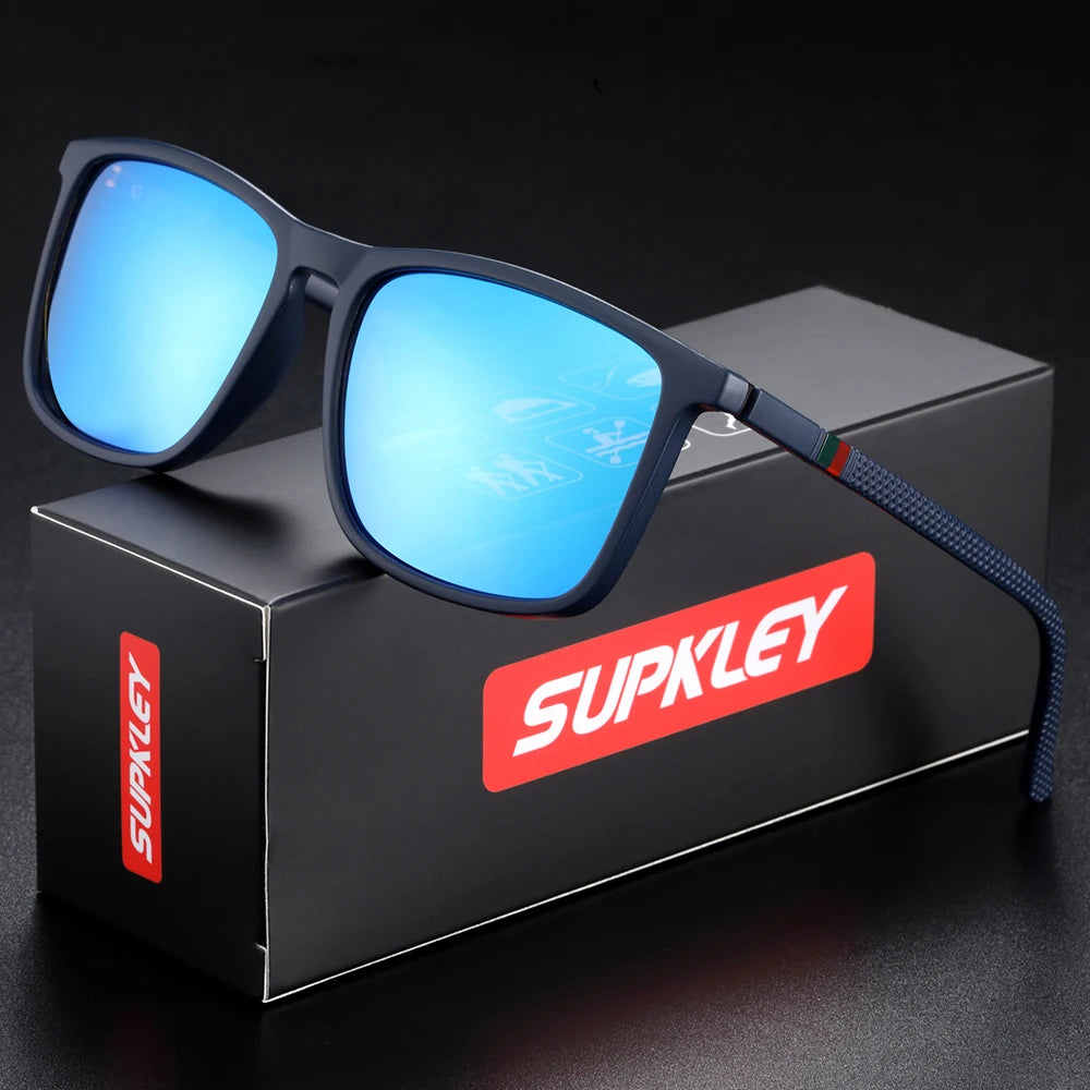 SUPKLEY Polarized Sports Sunglasses for Men – Lightweight Comfortable Square Sun Glasses with Original Case
