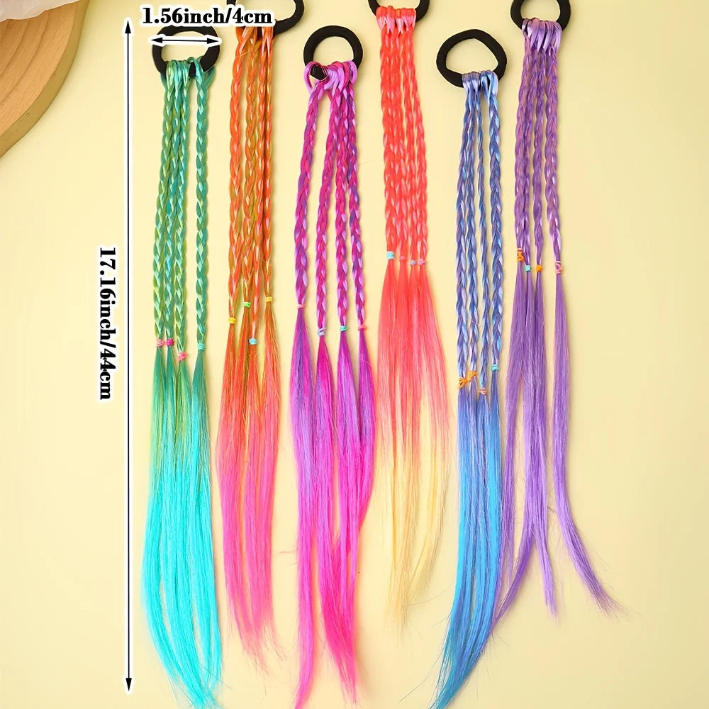 6-Piece Bohemian Wig Braid Hair Ties - Multicolor Sweet Hair Accessories for Girls