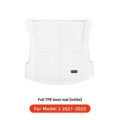 YZ TPE White Foot Pad — Fully-Surrounded Floor Liner for Tesla Model 3 & Model Y (2021–2025) | Waterproof, Non-Slip