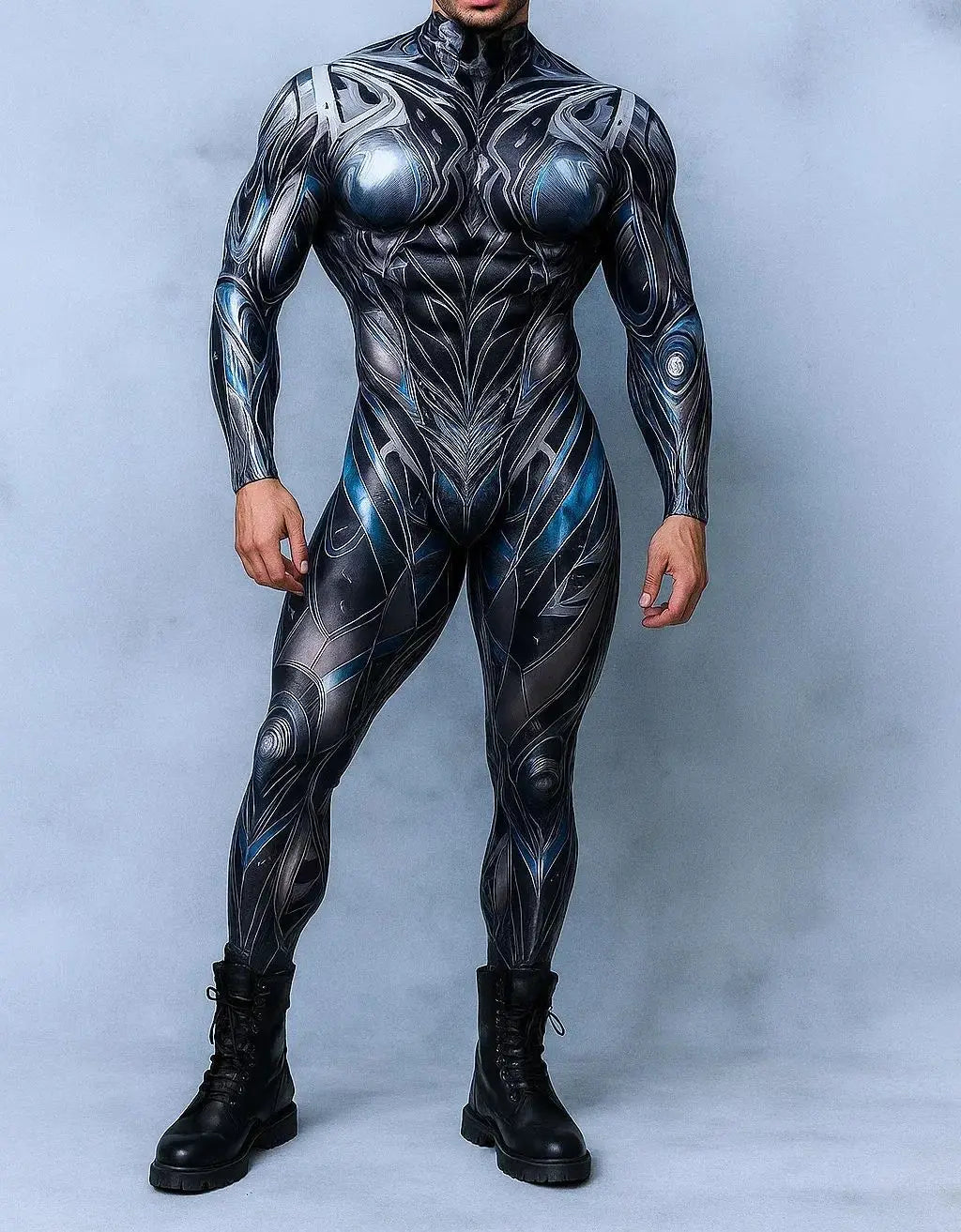 Cyberpunk 3D Print Jumpsuit - Futuristic Machinery Cosplay Bodysuit for Adults Halloween, Carnival & Cycling