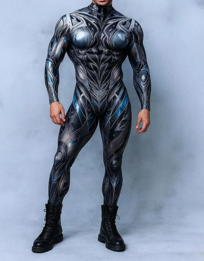 Cyberpunk 3D Print Jumpsuit - Futuristic Machinery Cosplay Bodysuit for Adults Halloween, Carnival & Cycling
