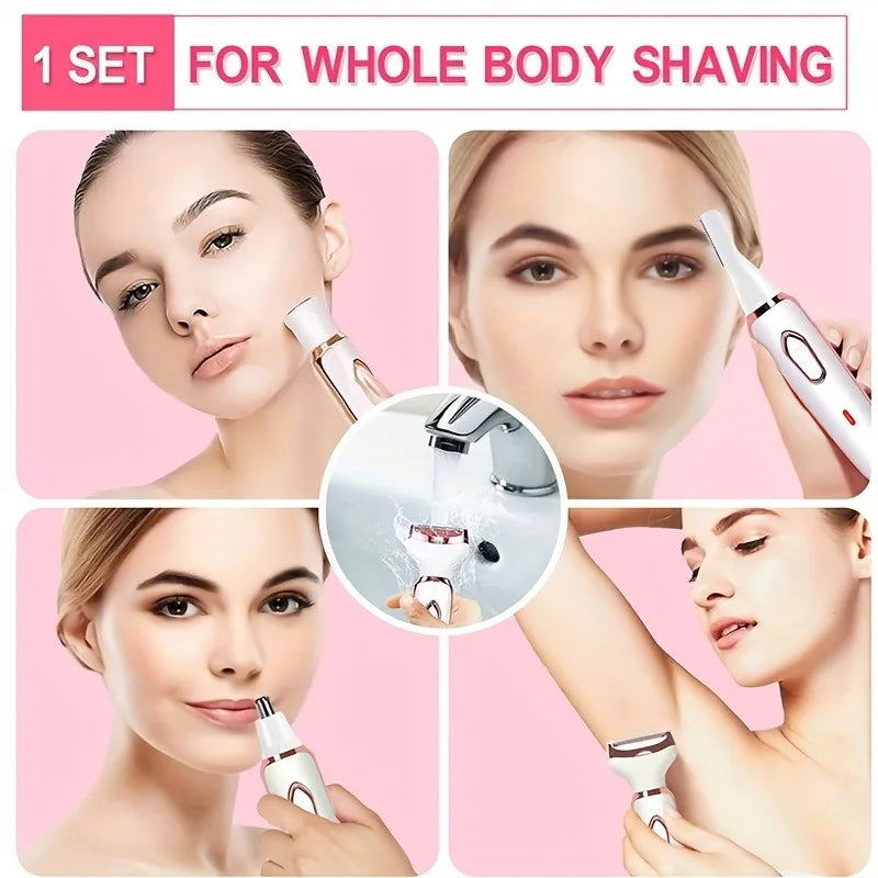 4-in-1 Electric Lady Shaver – Painless Cordless Body Hair Removal Epilator & Trimmer, Perfect Gift for Women