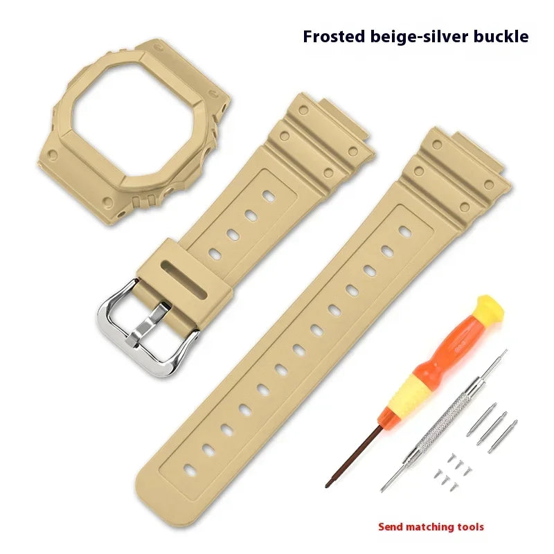 Rubber Resin Watch Case and Strap for Casio G-Shock - Replacement Band for DW-5600, GW-M5610, GW-B5600 and G-5600 Models