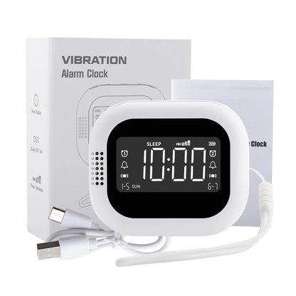 LED Vibration Alarm Clock - Rechargeable Wake-Up Clock with White Noise & Natural Sound
