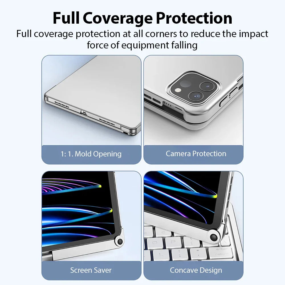 Magic Keyboard Case for iPad Air & Pro – Backlit Keyboard Cover for 11" & 12.9" (2024 M2, 7th-10th Gen)