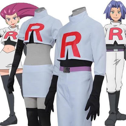 Anime Jessie & James Cosplay Costume – Team Rocket Full Set for Men & Women, Halloween Outfit