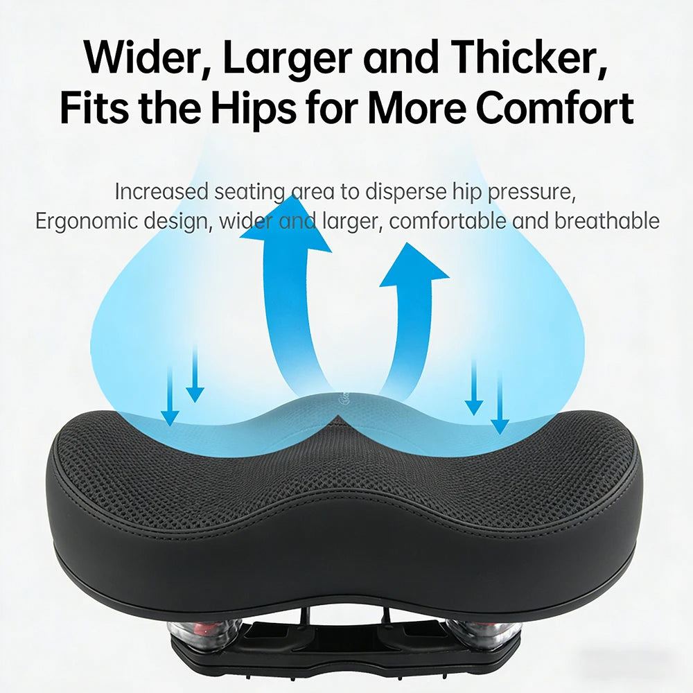 Ergonomic Bike Saddle - Thick Soft Shock-Absorbing Hollow Breathable Seat for Mountain & Road Bikes