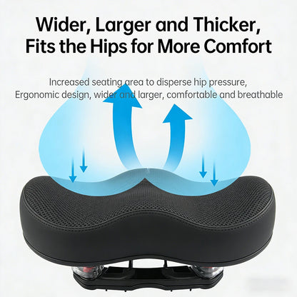 Ergonomic Bike Saddle - Thick Soft Shock-Absorbing Hollow Breathable Seat for Mountain & Road Bikes