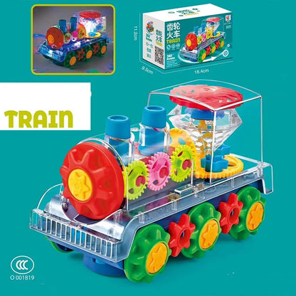 Cartoon Transparent Pull-Back Gear Car Toy for Kids – Inertia Powered Puzzle Sliding Car Gift for Toddlers Ages 1–3