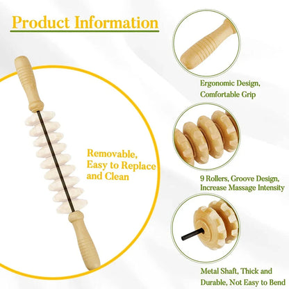 Curved Wooden Cellulite Roller – Body Shaping Massage Tool for Stomach & Lymphatic Drainage Therapy