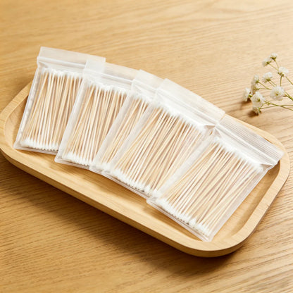 100/300PCS 6-Inch Precision Cotton Swabs - Pointed Cotton Buds with Long Wooden Sticks and Storage Case